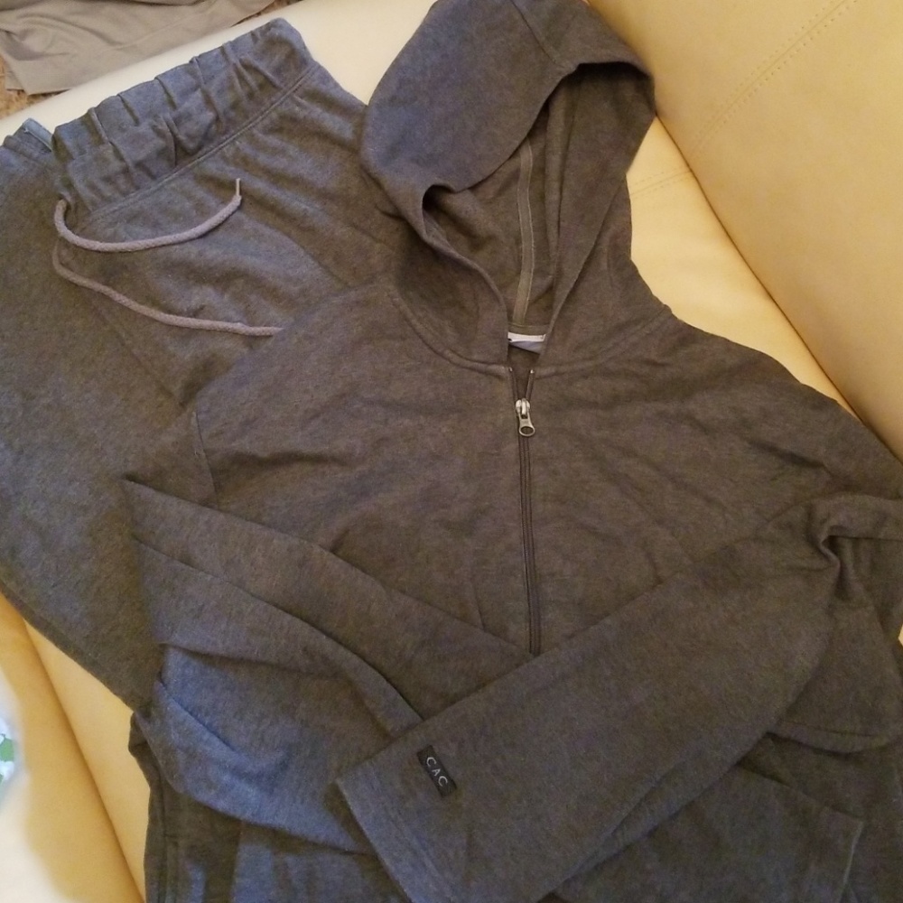 Gray zip up hoodie and matching pants